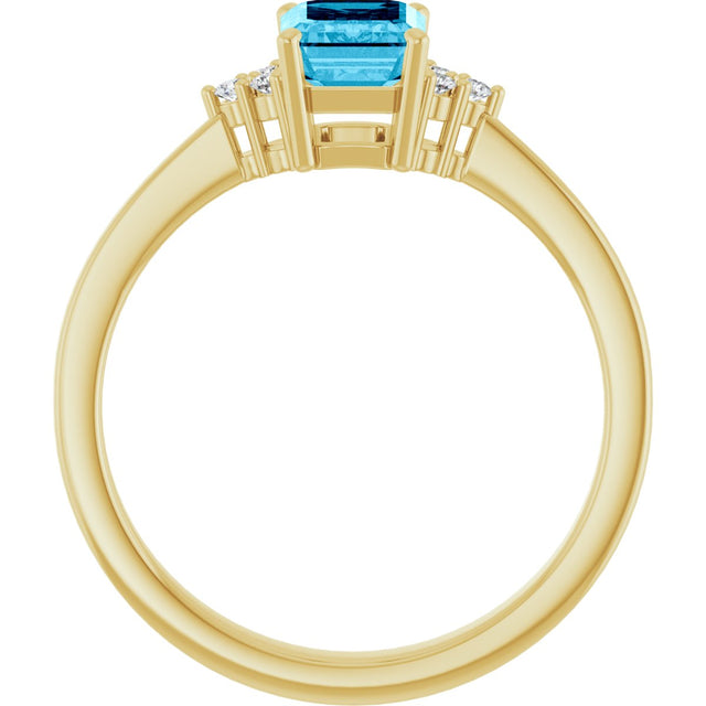10K Gold Oval Lab-Grown Diamond Accented Ring - Yellow Gold - view 2