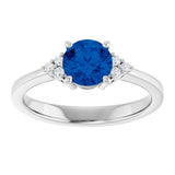 10K Gold Oval Lab-Grown Blue Sapphire & Lab-Grown Diamond Accented Ring – 6x4mm - White Gold - view 3