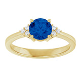 10K Gold Oval Lab-Grown Blue Sapphire & Lab-Grown Diamond Accented Ring – 6x4mm - Yellow Gold - view 3