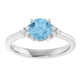 10K Gold Oval Natural Sky Blue Topaz & Lab-Grown Diamond Accented Ring – 6x4mm - White Gold - view 3