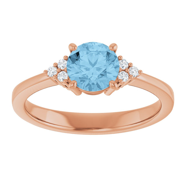 14K Gold Oval Natural Sky Blue Topaz & Lab-Grown Diamond Accented Ring – 6x4mm - Rose Gold - view 3