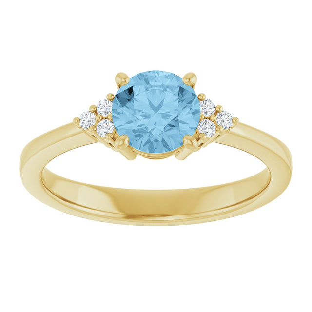 10K Gold Oval Natural Sky Blue Topaz & Lab-Grown Diamond Accented Ring – 6x4mm - Yellow Gold - view 3
