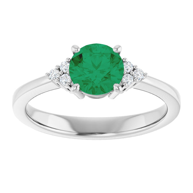 10K Gold Oval Lab-Grown Emerald & Lab-Grown Diamond Accented Ring – 6x4mm - White Gold - view 3