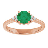 14K Gold Oval Lab-Grown Emerald & Lab-Grown Diamond Accented Ring – 6-8mm Stones - Rose Gold - view 3