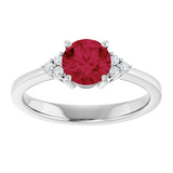 10K Gold Oval Lab-Grown Ruby & Lab-Grown Diamond Accented Ring – 6x4mm - White Gold - view 3