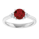 10K Gold Oval Natural Mozambique Garnet & Lab-Grown Diamond Accented Ring – 6x4mm - White Gold - view 3