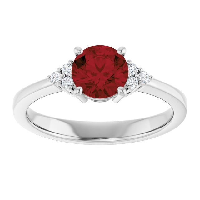 10K Gold Oval Natural Mozambique Garnet & Lab-Grown Diamond Accented Ring – 6x4mm - White Gold - view 3