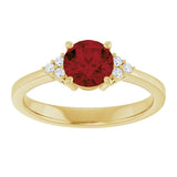 10K Gold Oval Natural Mozambique Garnet & Lab-Grown Diamond Accented Ring – 6x4mm - Yellow Gold - view 3