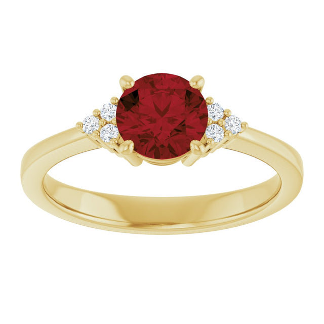 10K Gold Oval Natural Mozambique Garnet & Lab-Grown Diamond Accented Ring – 6x4mm - Yellow Gold - view 3