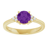 10K Gold Oval Natural Amethyst & Lab-Grown Diamond Accented Ring – 6x4mm - Yellow Gold - view 3
