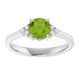 10K Gold Oval Natural Peridot & Lab-Grown Diamond Accented Ring – 6x4mm - White Gold - view 3