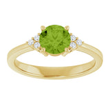 10K Gold Oval Natural Peridot & Lab-Grown Diamond Accented Ring – 6x4mm - Yellow Gold - view 3