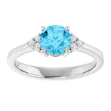 10K Gold Oval Lab-Grown Diamond Accented Ring - White Gold - view 3