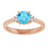 14K Gold Oval Lab-Grown Diamond Accented Ring - Rose Gold - view 3