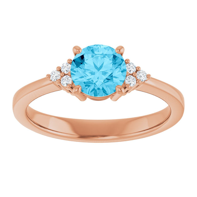 14K Gold Oval Lab-Grown Diamond Accented Ring - Rose Gold - view 3