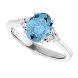 10K Gold Oval Natural Sky Blue Topaz & Lab-Grown Diamond Accented Ring – 6x4mm - White Gold - view 5