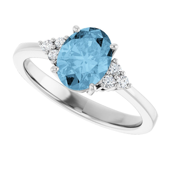10K Gold Oval Natural Sky Blue Topaz & Lab-Grown Diamond Accented Ring – 6x4mm - White Gold - view 5
