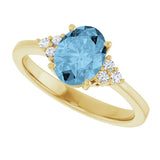10K Gold Oval Natural Sky Blue Topaz & Lab-Grown Diamond Accented Ring – 6x4mm - Yellow Gold - view 5