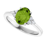 10K Gold Oval Natural Peridot & Lab-Grown Diamond Accented Ring – 6x4mm - White Gold - view 5