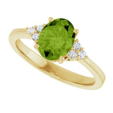 10K Gold Oval Natural Peridot & Lab-Grown Diamond Accented Ring – 6x4mm - Yellow Gold - view 5