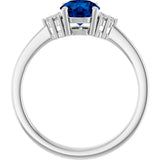 10K Gold Oval Lab-Grown Blue Sapphire & Lab-Grown Diamond Accented Ring – 6x4mm - White Gold - view 2