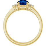 10K Gold Oval Lab-Grown Blue Sapphire & Lab-Grown Diamond Accented Ring – 6x4mm - Yellow Gold - view 2