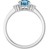 10K Gold Oval Natural Sky Blue Topaz & Lab-Grown Diamond Accented Ring – 6x4mm - White Gold - view 2