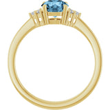 10K Gold Oval Natural Sky Blue Topaz & Lab-Grown Diamond Accented Ring – 6x4mm - Yellow Gold - view 2