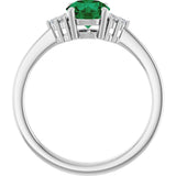 10K Gold Oval Lab-Grown Emerald & Lab-Grown Diamond Accented Ring – 6x4mm - White Gold - view 2