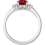 10K Gold Oval Lab-Grown Ruby & Lab-Grown Diamond Accented Ring – 6x4mm - White Gold - view 2