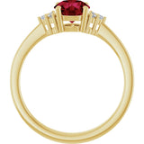 10K Gold Oval Lab-Grown Ruby & Lab-Grown Diamond Accented Ring – 6x4mm - Yellow Gold - view 2