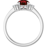 10K Gold Oval Natural Mozambique Garnet & Lab-Grown Diamond Accented Ring – 6x4mm - White Gold - view 2