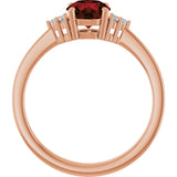 14K Gold Oval Natural Mozambique Garnet & Lab-Grown Diamond Accented Ring – 6x4mm - Rose Gold - view 2