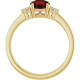 10K Gold Oval Natural Mozambique Garnet & Lab-Grown Diamond Accented Ring – 6x4mm - Yellow Gold - view 2