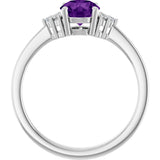 10K Gold Oval Natural Amethyst & Lab-Grown Diamond Accented Ring – 6x4mm - White Gold - view 2