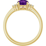 10K Gold Oval Natural Amethyst & Lab-Grown Diamond Accented Ring – 6x4mm - Yellow Gold - view 2