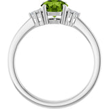 10K Gold Oval Natural Peridot & Lab-Grown Diamond Accented Ring – 6x4mm - White Gold - view 2