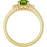 10K Gold Oval Natural Peridot & Lab-Grown Diamond Accented Ring – 6x4mm - Yellow Gold - view 2