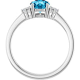 10K Gold Oval Lab-Grown Diamond Accented Ring - White Gold - view 2