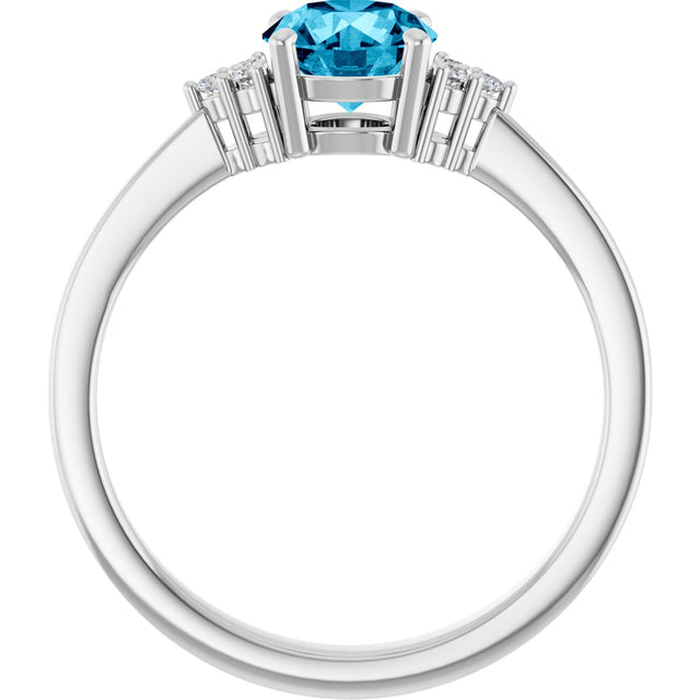 10K Gold Oval Lab-Grown Diamond Accented Ring - White Gold - view 2