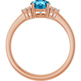 14K Gold Oval Lab-Grown Diamond Accented Ring - Rose Gold - view 2