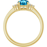 10K Gold Oval Lab-Grown Diamond Accented Ring - Yellow Gold - view 2