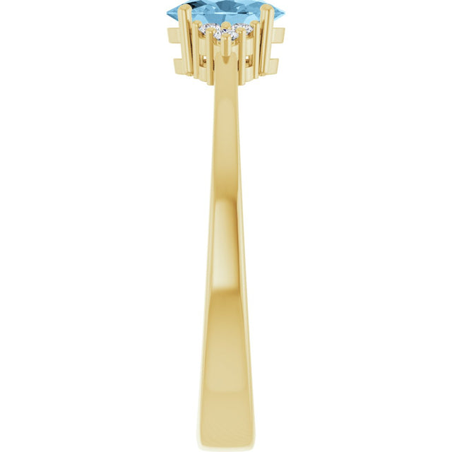 10K Gold Oval Natural Sky Blue Topaz & Lab-Grown Diamond Accented Ring – 6x4mm - Yellow Gold - view 4