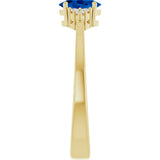 10K Gold Oval Lab-Grown Blue Sapphire & Lab-Grown Diamond Accented Ring – 6x4mm - Yellow Gold - view 4