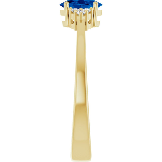 10K Gold Oval Lab-Grown Blue Sapphire & Lab-Grown Diamond Accented Ring – 6x4mm - Yellow Gold - view 4