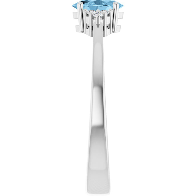 10K Gold Oval Natural Sky Blue Topaz & Lab-Grown Diamond Accented Ring – 6x4mm - White Gold - view 4