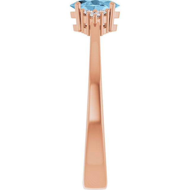 14K Gold Oval Natural Sky Blue Topaz & Lab-Grown Diamond Accented Ring – 6x4mm - Rose Gold - view 4