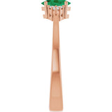 14K Gold Oval Lab-Grown Emerald & Lab-Grown Diamond Accented Ring – 6-8mm Stones - Rose Gold - view 4