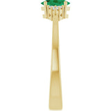 10K Gold Oval Lab-Grown Emerald & Lab-Grown Diamond Accented Ring – 6x4mm - Yellow Gold - view 4