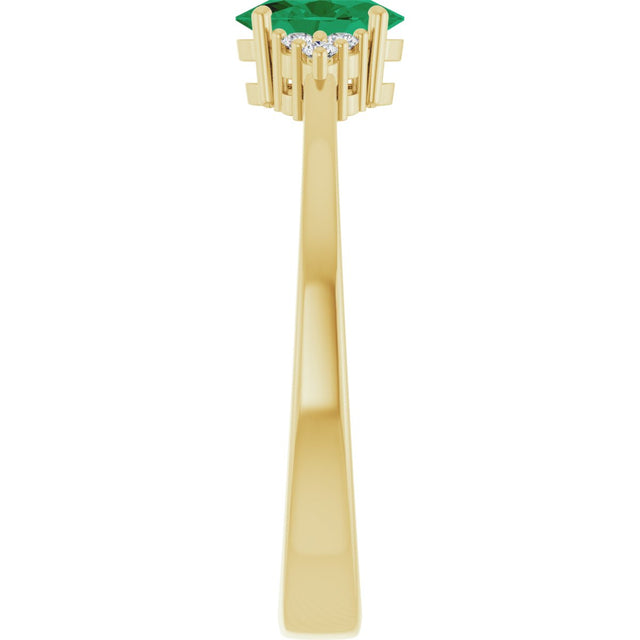10K Gold Oval Lab-Grown Emerald & Lab-Grown Diamond Accented Ring – 6x4mm - Yellow Gold - view 4